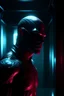 Placeholder: Highly detailed medium shot of a superhero in a dark room + face, ultra realistic cyberpunk, red, sci-fi, fantasy, 8K, oft light, volumetric lighting, night, fog, intricate, elegant