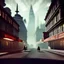 Placeholder: Retrofuturistic,European Neogothic imperial city, uphill Road, 1900s photograph, 8K resolution, #film, diffuse light,German noir,matte painting,chaos city, traffic,BioShock