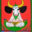 Placeholder: cow with wings holding a lotus and flower in Indian painting style