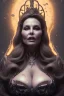 Placeholder: Jennifer Coolidge as evil queen in black leather, busty, cleavage, angry, stern look. character design by cory loftis, fenghua zhong, ryohei hase, ismail inceoglu and ruan jia. unreal engine 5, artistic lighting, highly detailed, photorealistic, fantasy