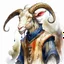 Placeholder: dnd, fantasy, watercolour, large strokes, stylistic, portrait, illustration, dull colours, goat in a human medieval suit