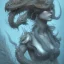 Placeholder: sango fantasy, fantasy magic, intricate, sharp focus, illustration, highly detailed, digital painting, concept art, matte, artgerm and paul lewin and kehinde wiley, masterpiece sexy lips Asian afro lips black African lady body mermaid turquoise Dragon head silver space lady outer swpace mermaid pretty skull