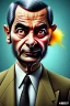 Placeholder: mr bean as osama bin laden, 4k, trending art, weird perspective, realism, spray paint, detailed