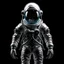 Placeholder: a transparent frozen astronaut with a black background