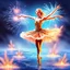 Placeholder: Blonde ballerina iwith blue eyes n gold embroidered dance clothes tiptoes on an ice surface, surrounded by smoke and fire rising from the ice surface and falling from the sky, with colorful fireworks in the background, breathtaking fantasy art, breathtaking digital art, stunning digital art. , dramatic fantasy art, surreal digital artwork , inspired by Liz Dharma, by Liz Dharma, magical realism and dark fantasy, trendy digital fantasy art, dark fantasy digital art, accurate and u