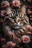 Placeholder: A hyper-realistic main coon surrounded by flowers by yana movchan