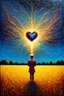 Placeholder: the person with the heart as light as a feather will ascend to the golden fields; Post-Impressionistic dada; surrealism; optical art