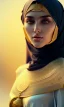 Placeholder: Arab young woman ,Arabic features، cute, beautiful, black eyes,A tuft of hair on the face,Modest Arabic style dress، head and shoulders portrait, cinematic, 8k, resolution concept art portrait by Greg Rutkowski, Artgerm, WLOP, Alphonse Mucha dynamic lighting hyperdetailed intricately detailed