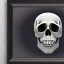 Placeholder: Cute fluid ink small skulls picture in detailed frame, big black eyes, unreal engine 5, 8k resolution, photorealistic, ultra detailed