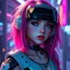 Placeholder: a pretty cyberpunk girl, bright hair, futuristic, dystopia, cyborg, android, robot