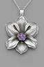 Placeholder: White gold tiger lily flower pendant Contains crystals