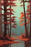 Placeholder: simply forest landscape with orange skye paint