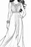 Placeholder: Coloring page for adults of a elegant fashion model woman wearing hindi dress, dynamic poses, full body portrait, thick and clean lines, clean details, no-color, no-turban, no-background, non color, non shading, no-grayscale, dynamic poses, full body portrait, thick and clean lines, clean details, no-color, no-turban, , non background, non color, non shading, no-grayscale, no color hair