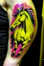 Placeholder: Yellow cockatrice with a horse tattoo