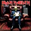 Placeholder: heavy metal albumn cover for "IRON MAIDEN" titles "PSYCHOTHERAPY" based specifically on artist Derek Riggs design and style. Album cover features name of band in iconic Iron Maiden font and is of Iron Maiden's leering rictus faced mascot Eddie who is dressed as a psychologist sitting cross-legged in a leather chair next to a therapist's couch holding a clipboard.