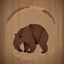 Placeholder: combine textured log with shape of a bear, graphic style, minimalistic,clean