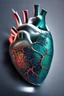 Placeholder: Realistic anatomical heart made of glass shattering into pieces