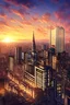 Placeholder: Ho Chi Minh city, Landmark building, beautiful sunset sky