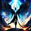 Placeholder: Gorgeous digital artwork. To merge Slender Man with Angel. Very strong and agile with his wings, the Cosmic Feng stands his ground. Chicken in the Chaos God Realm