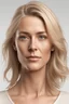 Placeholder: realistic, (39yr old female)without makeup, beautiful face, angled head position, studio lighting, cinematic light, beautiful woman, milk beige middle hair, on white background, 8k Resolution, highly detailed, non-symmetrical body a detailed hairstyles and skin texture