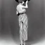 Placeholder: Ziegfeld Girl with short hair on striped pants