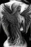 Placeholder: woman angel from back ultra realistic tattoo design