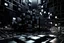 Placeholder: hyper crazy aluminum diorama art of the matte black cubes squares circles triangles glowing lines motion blur depth of field dark metallic colors light from the left and back hyper shadows octane render