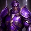 Placeholder: male paladin in purple armor, symbol on chest of an eye outline within gauntlet