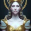 Placeholder: Disney Portrait of Greek Mythology Goddess Athena " with white elegant old greek apparel and Laurel crown.extremely detailed face, ,perfectly centered image,intricate detail.dark hair, sharp dark eyes, bright blue lighting, sarcastic smile, sharp focus hair. a Goddess of War trend on artstation