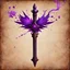 Placeholder: A old, dark, wooden magical wand used for black magic. Bright violet details. Evil. Dark. Black magic. No detailed background.Magical. Epic. Dramatic, highly detailed, digital painting, masterpiece