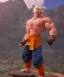 Placeholder: Goku, avatar style, fighting pose, muscular body, shirtless, volumetric details, hyper realism, unreal engine 5