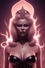 Placeholder: Pamela Anderson as evil queen in black leather, leather, busty, cleavage, angry, stern look. character design by cory loftis, fenghua zhong, ryohei hase, ismail inceoglu and ruan jia. unreal engine 5, artistic lighting, highly detailed, photorealistic, fantasy