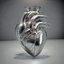 Placeholder: stainless steel human heart formed by human flesh