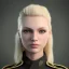 Placeholder: Blonde girl in black military uniform