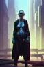 Placeholder: cyberpunk saggy granny woman, abandoned sci-fi town, future, sci-fi