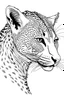 Placeholder: cute cheeta coloring pages, black and white, minimal, clear line art