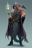 Placeholder: good low poly merman thief priest with long fur all over his entire body and bright aura and a nerd magical wizard shark raven dragon