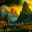 Placeholder: Epic Drawing of mordor scenery with gnomes of The Hobbit estilo Van Gogh 4k