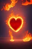 Placeholder: El corazón rojo hecho de fuego en la playa de la noche