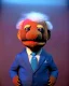 Placeholder: Waist up Portrait, joe Biden as muppet doll, Blue suit retro style, photo studio, city background, unreal engine 5, concept art, art station, god lights, ray tracing, RTX, lumen lighting, ultra detail, volumetric lighting, 3d.