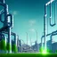 Placeholder: energy, power plant, technology, energy pipes, future, green trees, blue sky, people