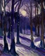 Placeholder: A purple winter forest painted by Edvard Munch