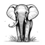 Placeholder: cute African Elephant, black and white, white background, clean lines, coloring page for kids