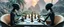 Placeholder: alien chess masters playing serious chess on hex map in lounge on beautiful lush planet