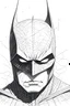 Placeholder: batman mask, scribbled, pencil sketch, white background, in frame,