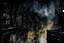 Placeholder: watercolor black night gotham city, mystical, transparent , without people