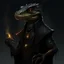 Placeholder: Black scaled anthropomorphic lizard warlock, fantasy, digital art
