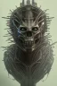 Placeholder: evil predator with crown, alien, brutal face, tron, head, burn eyes, 8k, finely detailed, dark light, photo realistic, hr giger, cyberpunk