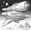 Placeholder: Coloring page, general picture, mild details, white background, space ship