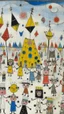 Placeholder: A white sky themed carnival with bees painted by Paul Klee